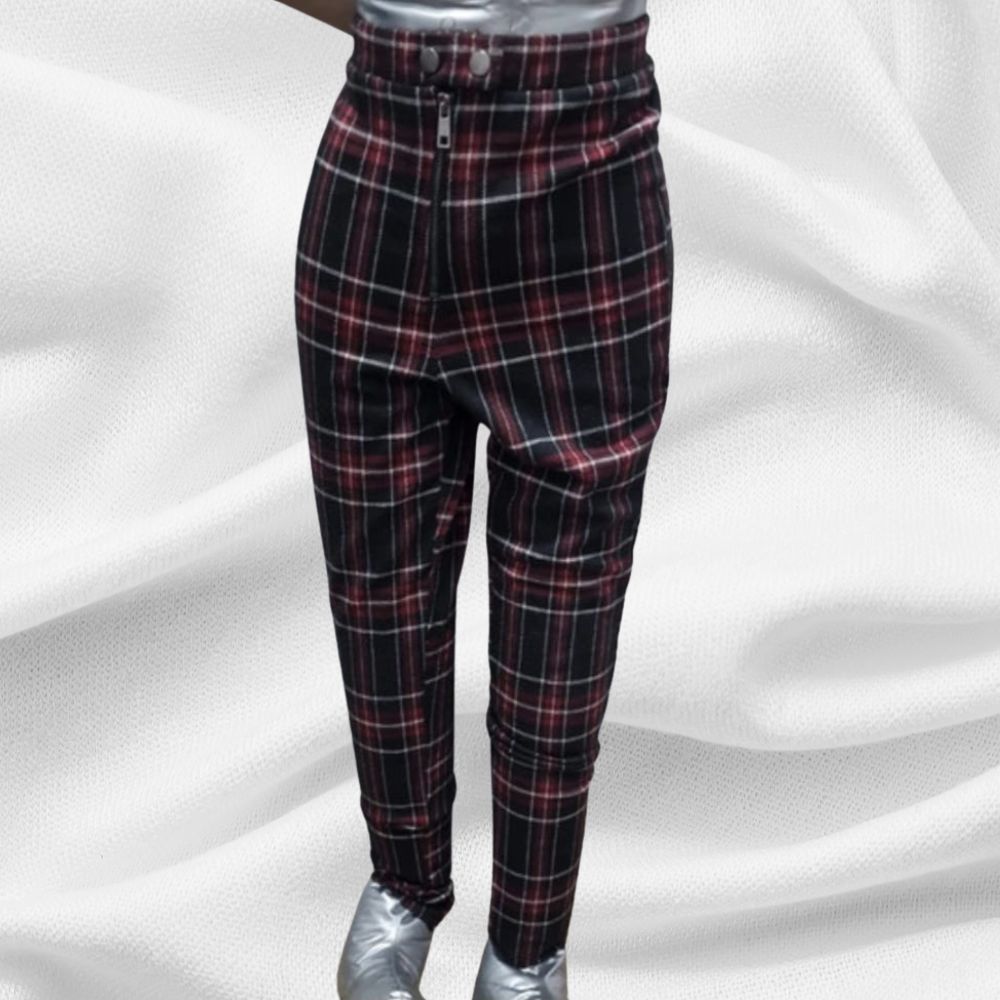 Pantalone scozzese nero e bordeaux - immagine 2