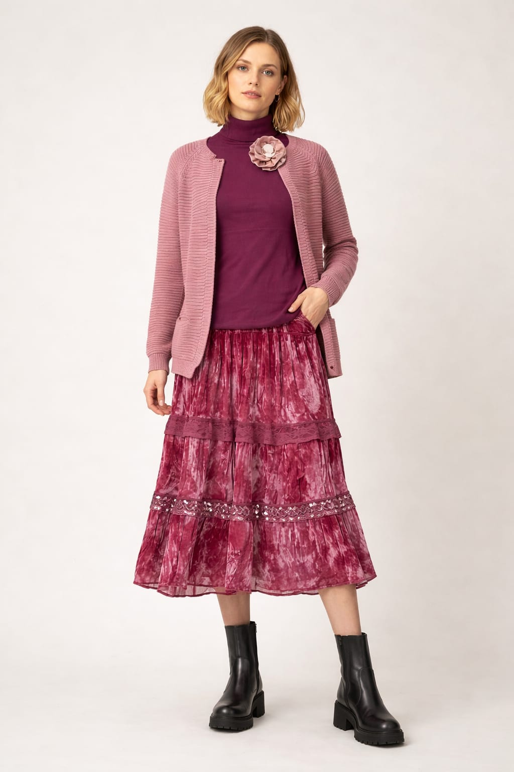 Completo 3 pezzi: Gonna e Maglia con Cardigan Coordinato