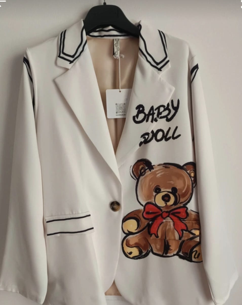 Blazer “Baby Doll” con Orsetto Dipinto - immagine 3